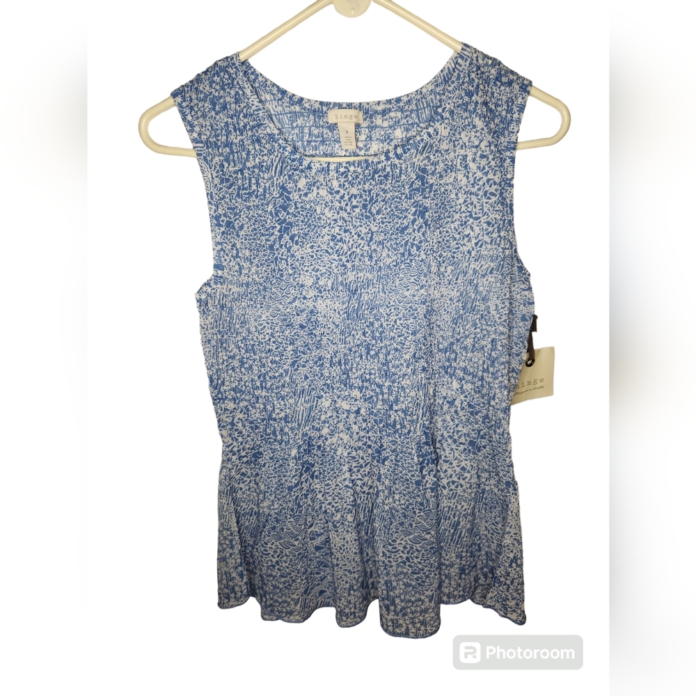NWT Hinge Women Blue White Tank Top Size M